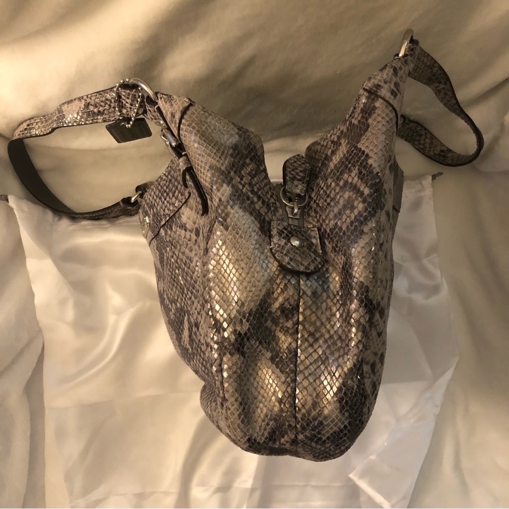 Coach Python Embossed Leather Exotic Hobo Bag F19… - image 3